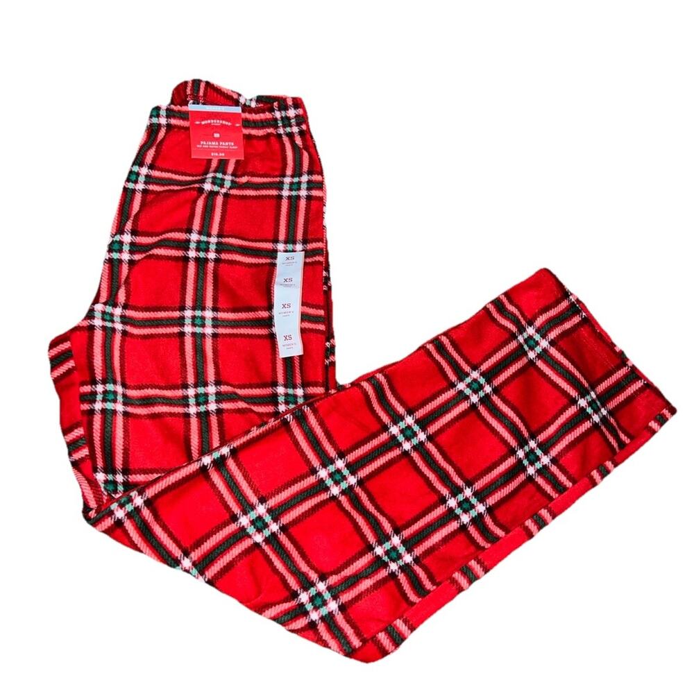 Wondershop Christmas Holiday Plaid Pajama Pants Womens XS Red White Green
